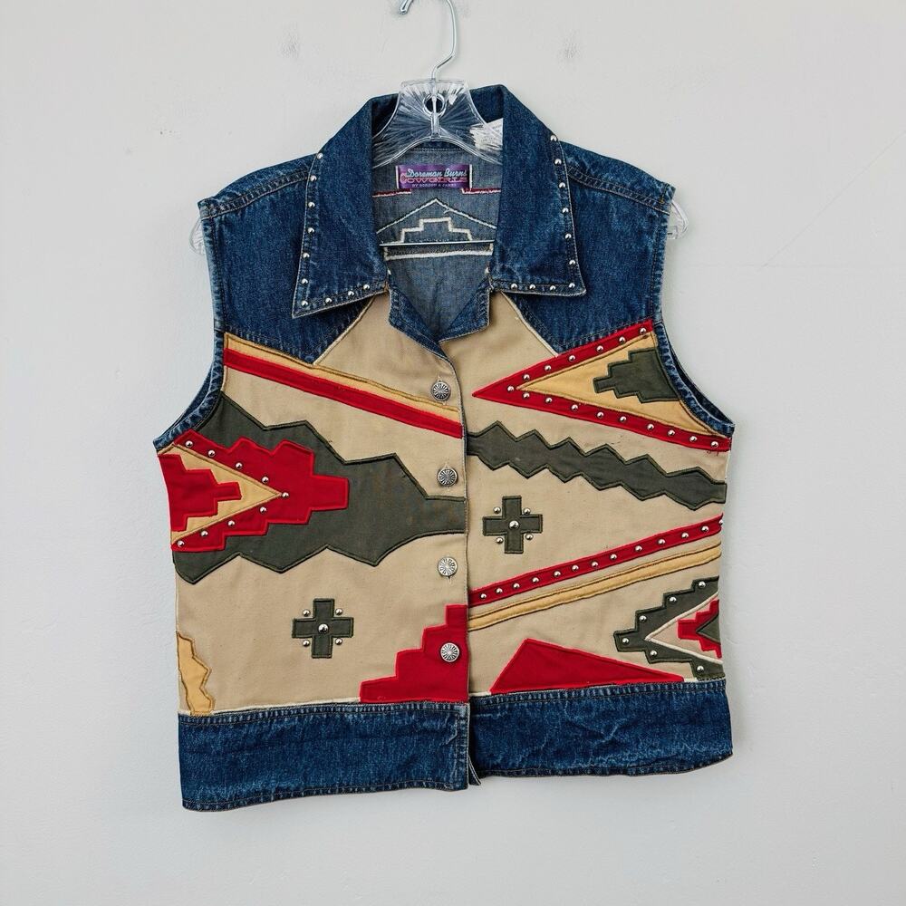 Dorman Burns Cowgirls By Gordon And James Denim Patchwork Vest Women’s Size M